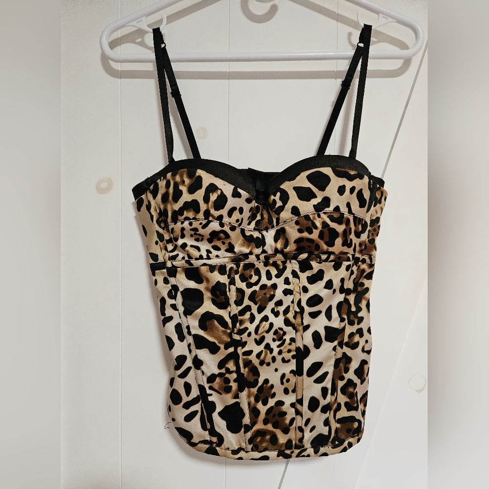 Sold- Marciano XS duo layer leopard corset top with built in bra -NWOT - Picture 1 of 4